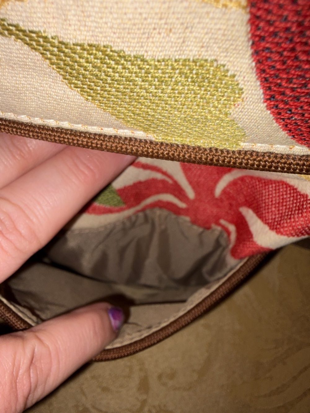 Danny K Beverly Hills Multicolor Leaf-Print Canvas Crossbody Bag by - Picture 5 of 8